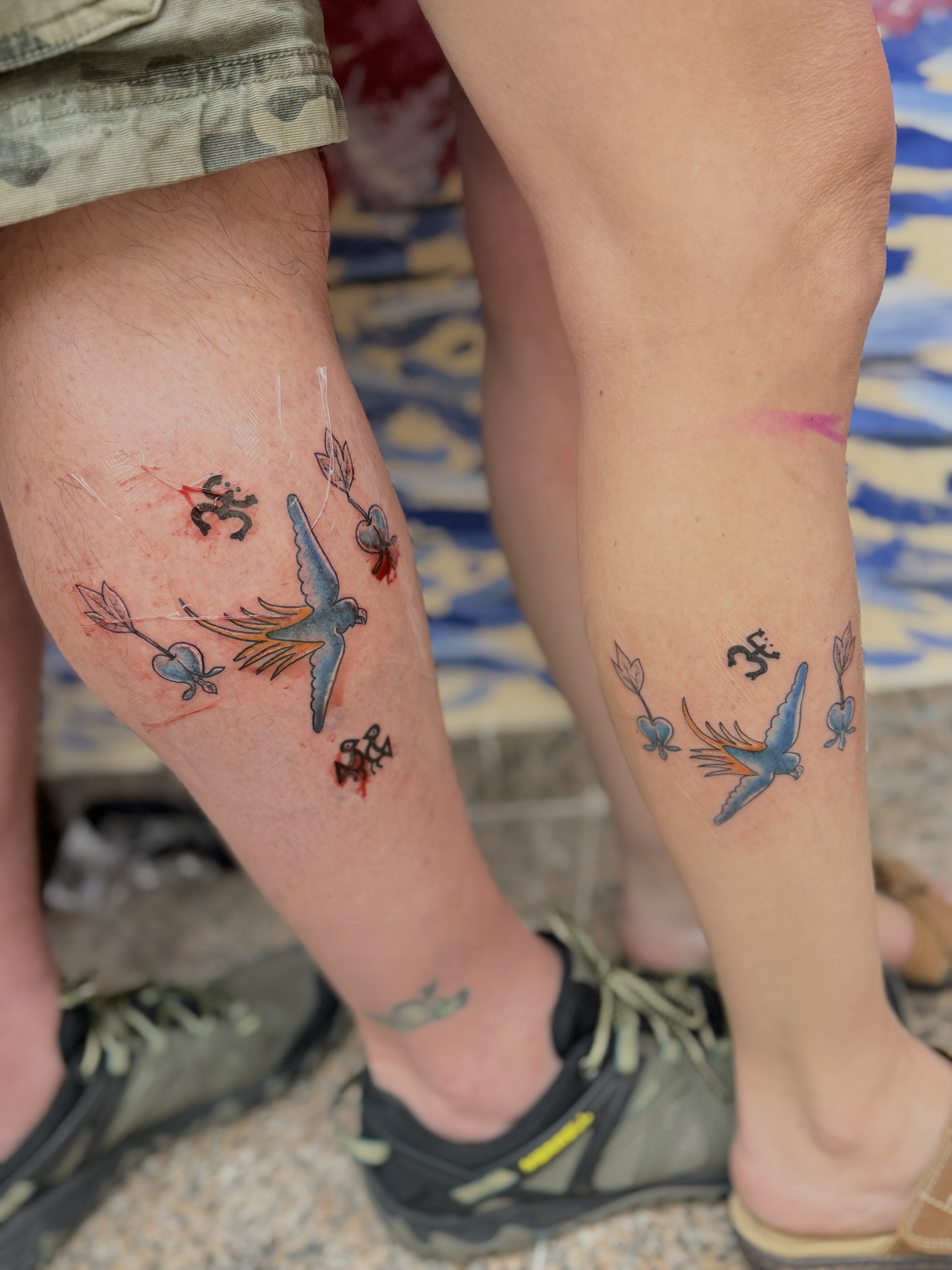Color work matching swallow tattoos by Angel J — AWJ Tattoos, Rio Grande Puerto Rico